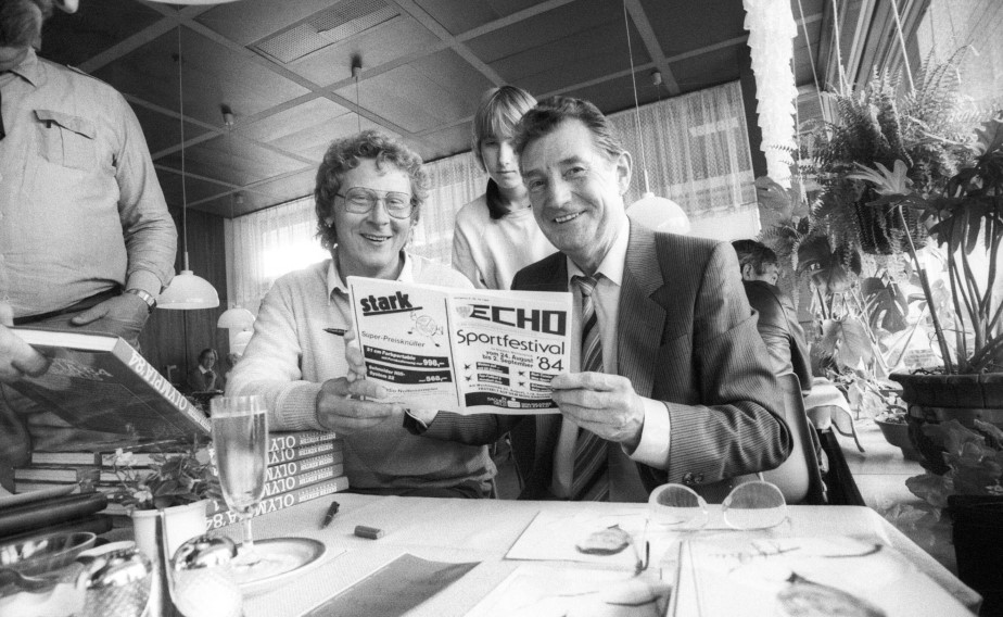 Hans Hermann Gockel (li.) mit Fritz Walter im August 1984