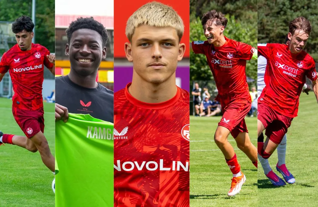 Von links: Yasin Zor, Enis Kamga, Maddox Stadel, Dion Hofmeister, Ben Jungfleisch (Fotos: 1. FC Kaiserslautern, fck.de)